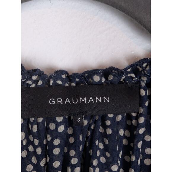 Graumann Dress Polka Dot Flowy Pinup Rockabilly Denmark Designer Blue Size S - Picture 8 of 10